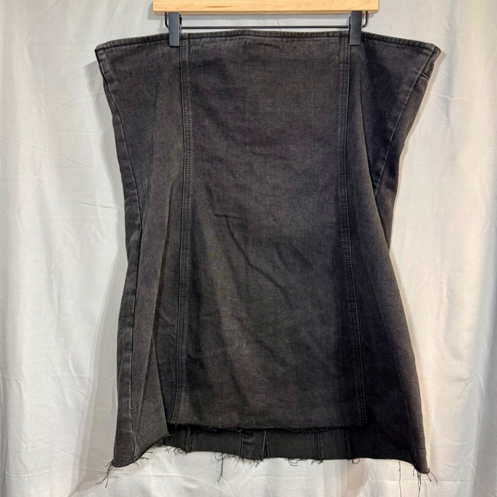 PrettyLittleThing Plus Black Denim Corset Button Up Bodycon Dress US/16 UK/20 - Picture 4 of 11